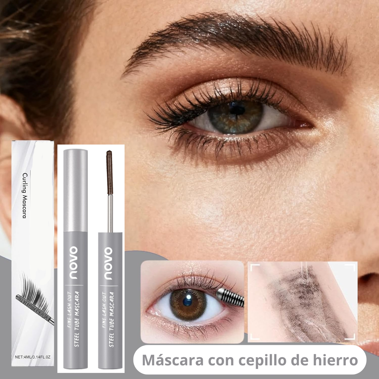 NOVO Máscara de Pestañas – Alargadora, Definición Precisa y Efecto Rizado Natural